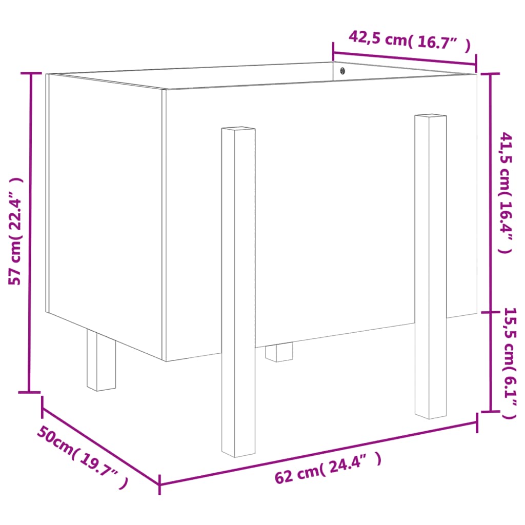 Utendørs Blomsterkasse Plantekasse Tre Honningbrun 62x50x57 cm heltre furu