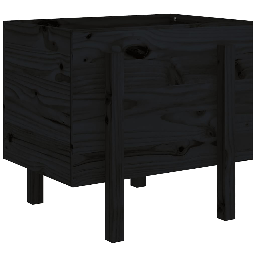 Utendørs Blomsterkasse Plantekasse Tre Svart 62x50x57 cm heltre furu