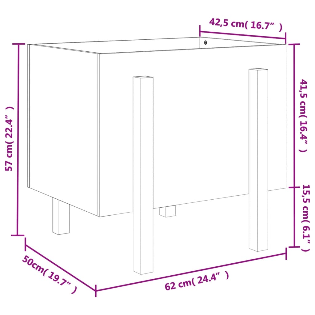 Utendørs Blomsterkasse Plantekasse Tre Svart 62x50x57 cm heltre furu