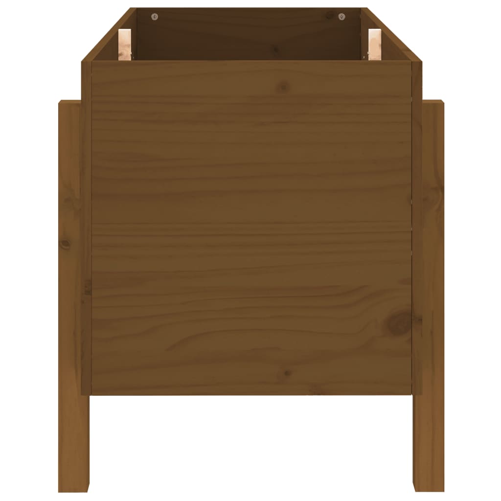 Utendørs Blomsterkasse Plantekasse Tre for hage Honningbrun 101x50x57 cm heltre furu