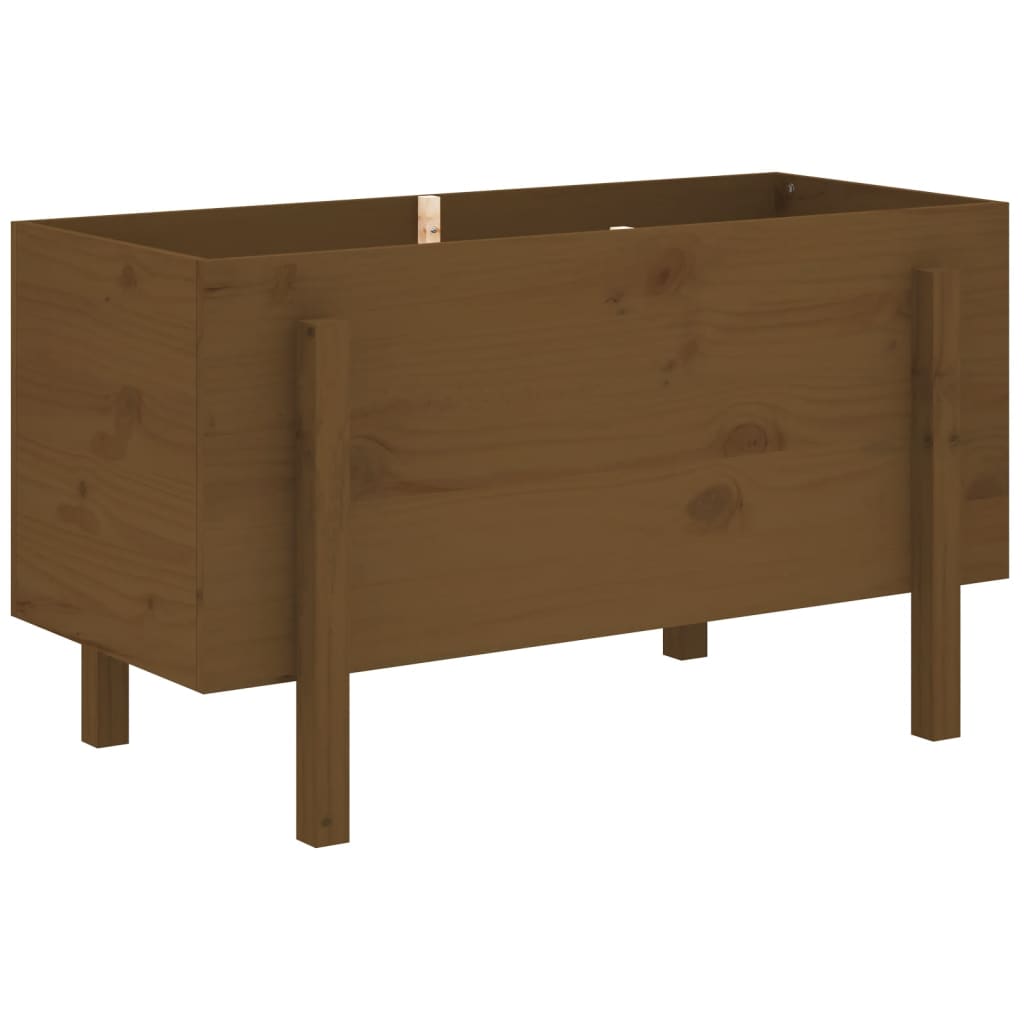 Utendørs Blomsterkasse Plantekasse Tre for hage Honningbrun 101x50x57 cm heltre furu