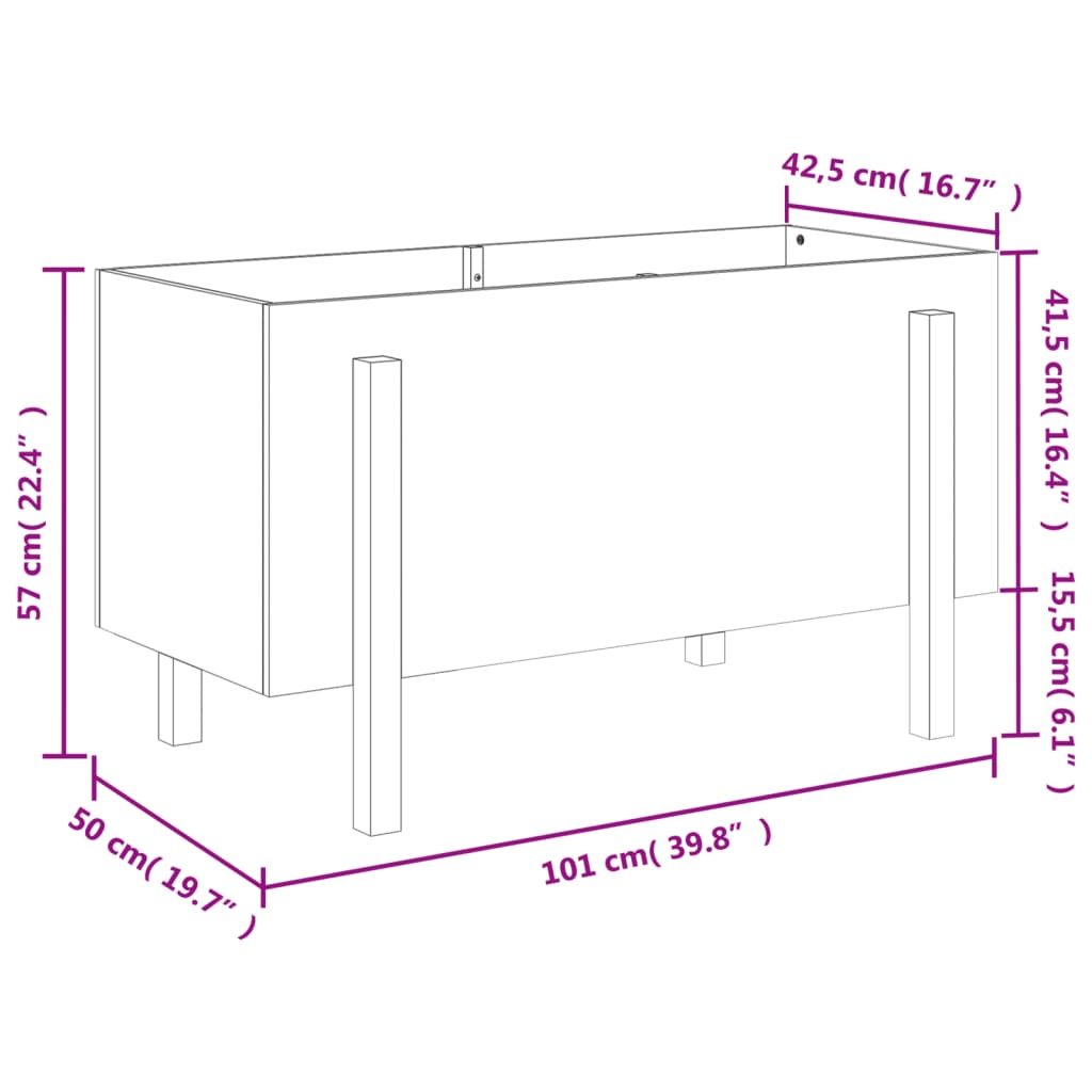 Utendørs Blomsterkasse Plantekasse Tre 101x50x57 cm heltre douglasgran