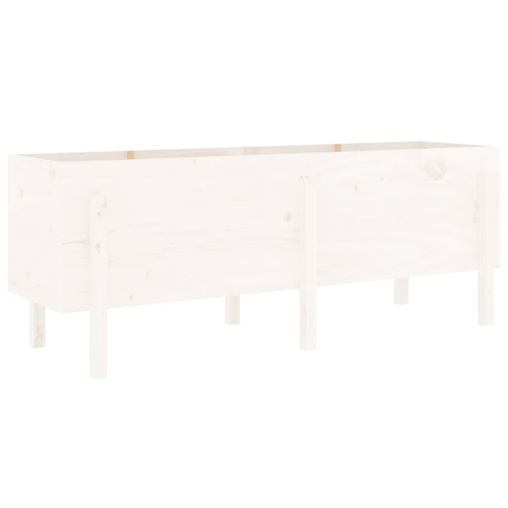 Utendørs Blomsterkasse Plantekasse Tre for hage Hvit 160x50x57 cm heltre furu