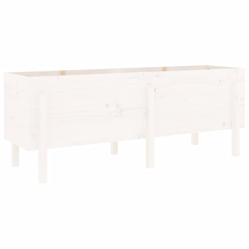 Utendørs Blomsterkasse Plantekasse Tre for hage Hvit 160x50x57 cm heltre furu