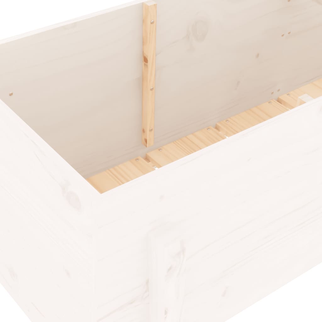 Utendørs Blomsterkasse Plantekasse Tre for hage Hvit 160x50x57 cm heltre furu