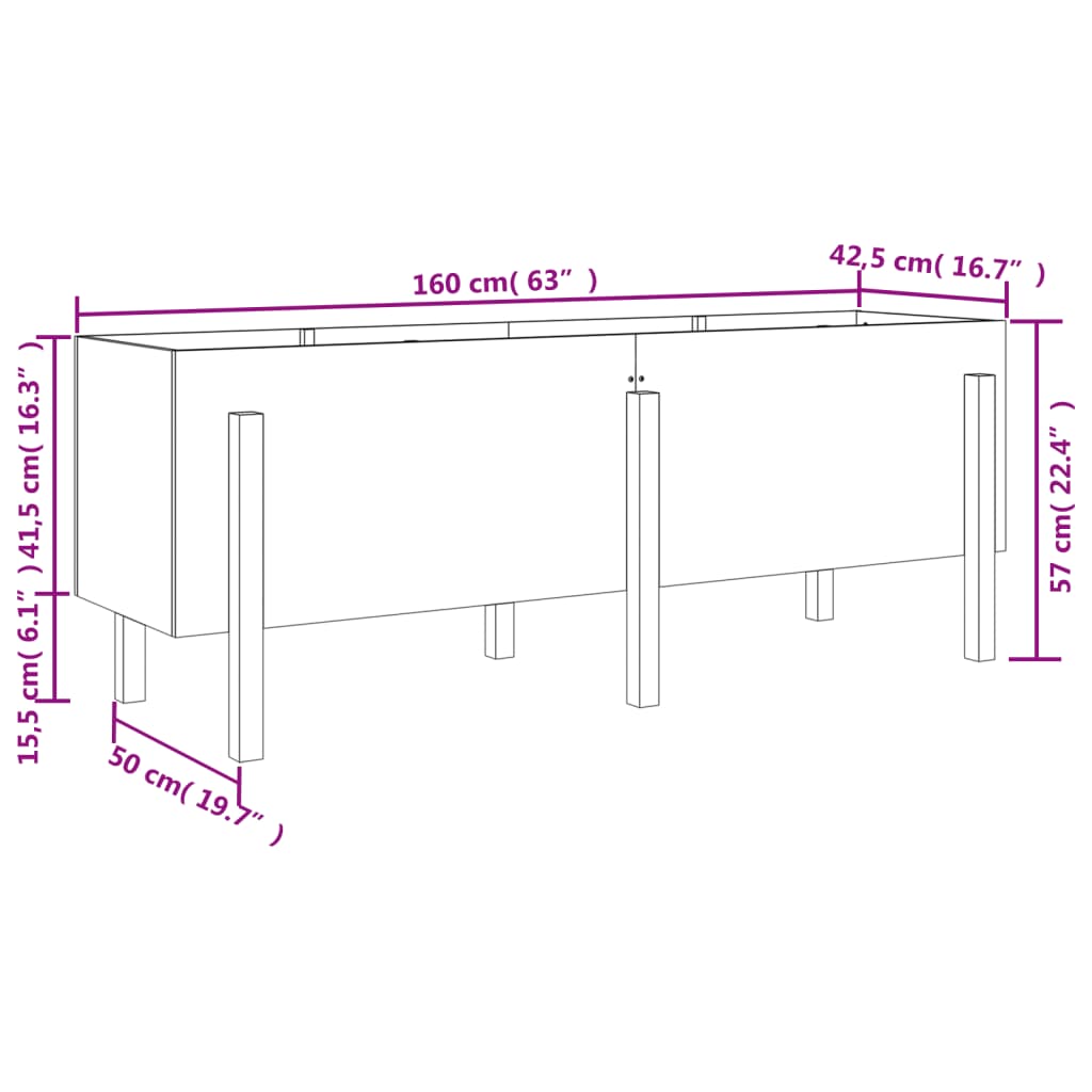 Utendørs Blomsterkasse Plantekasse Tre for hage Hvit 160x50x57 cm heltre furu