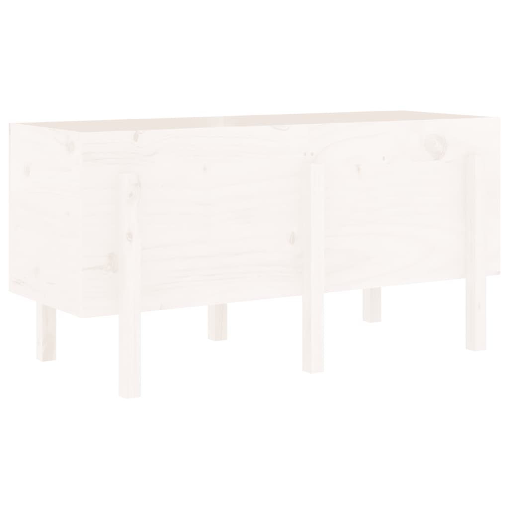 Utendørs Blomsterkasse Plantekasse Tre for hage Hvit 121x50x57 cm heltre furu