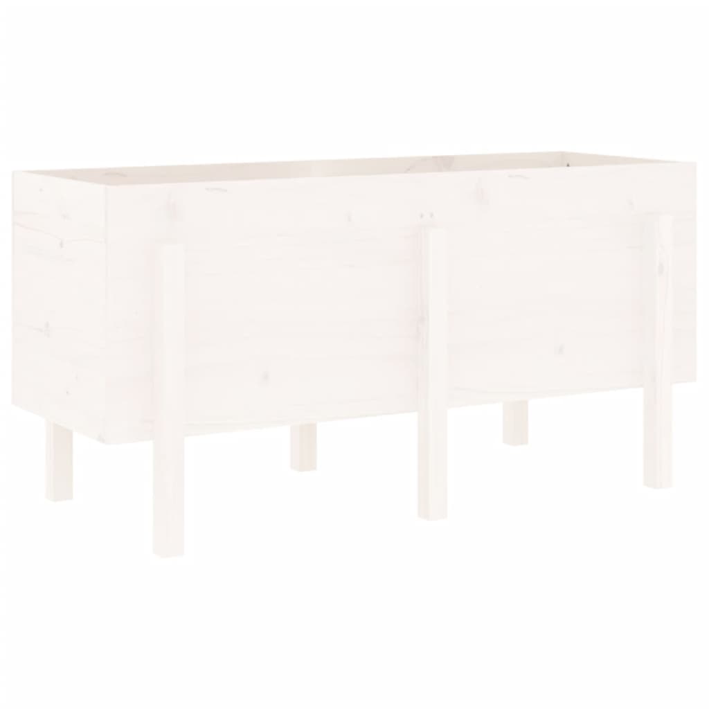 Utendørs Blomsterkasse Plantekasse Tre for hage Hvit 121x50x57 cm heltre furu