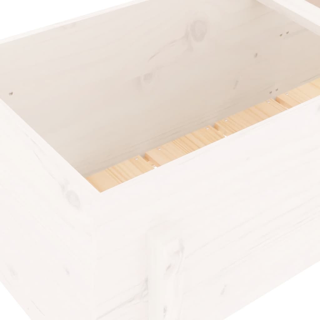 Utendørs Blomsterkasse Plantekasse Tre for hage Hvit 121x50x57 cm heltre furu