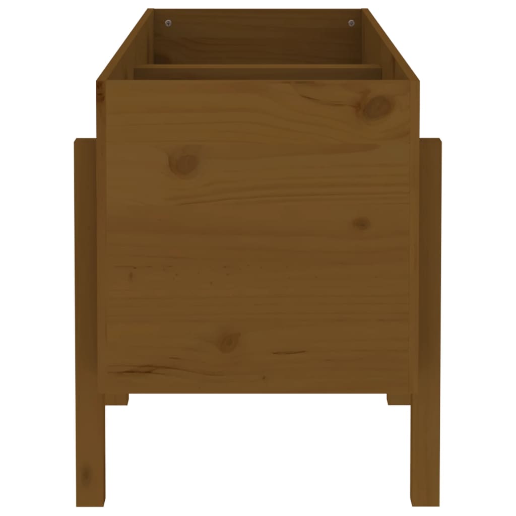 Utendørs Blomsterkasse Plantekasse Tre for hage honningbrun 121x50x57 cm heltre furu