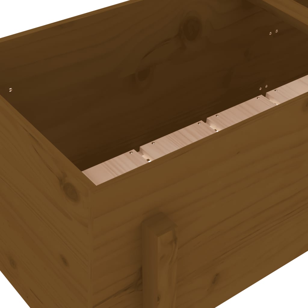 Utendørs Blomsterkasse Plantekasse Tre for hage honningbrun 121x50x57 cm heltre furu