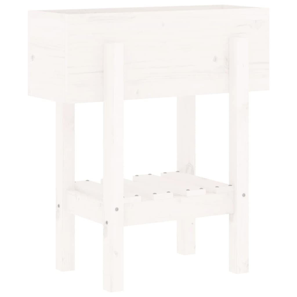 Utendørs Blomsterkasse Plantekasse Tre Hvit 62x30x69 cm heltre furu
