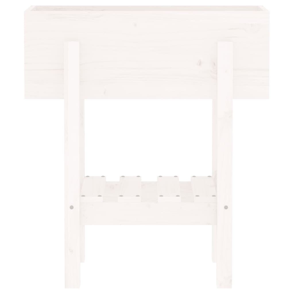 Utendørs Blomsterkasse Plantekasse Tre Hvit 62x30x69 cm heltre furu