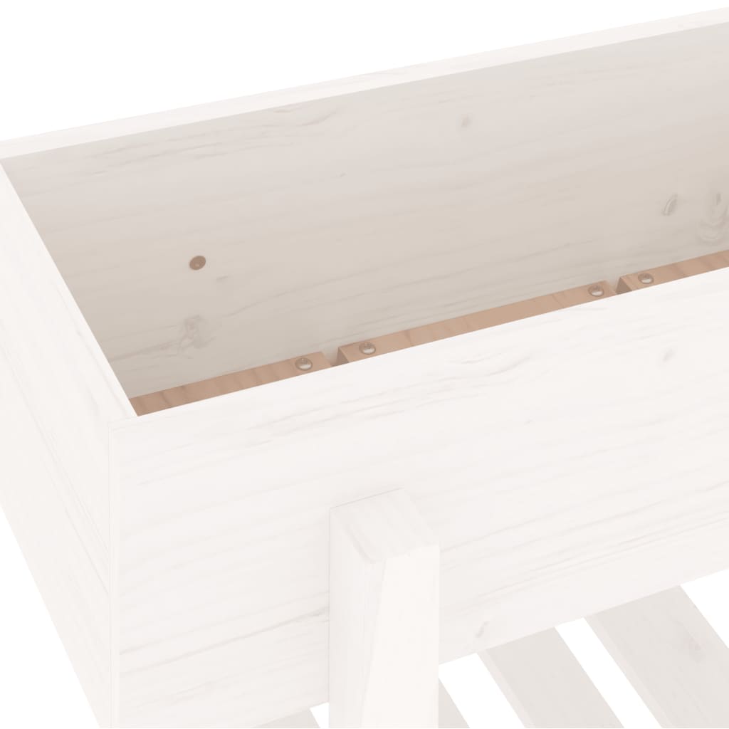 Utendørs Blomsterkasse Plantekasse Tre Hvit 62x30x69 cm heltre furu
