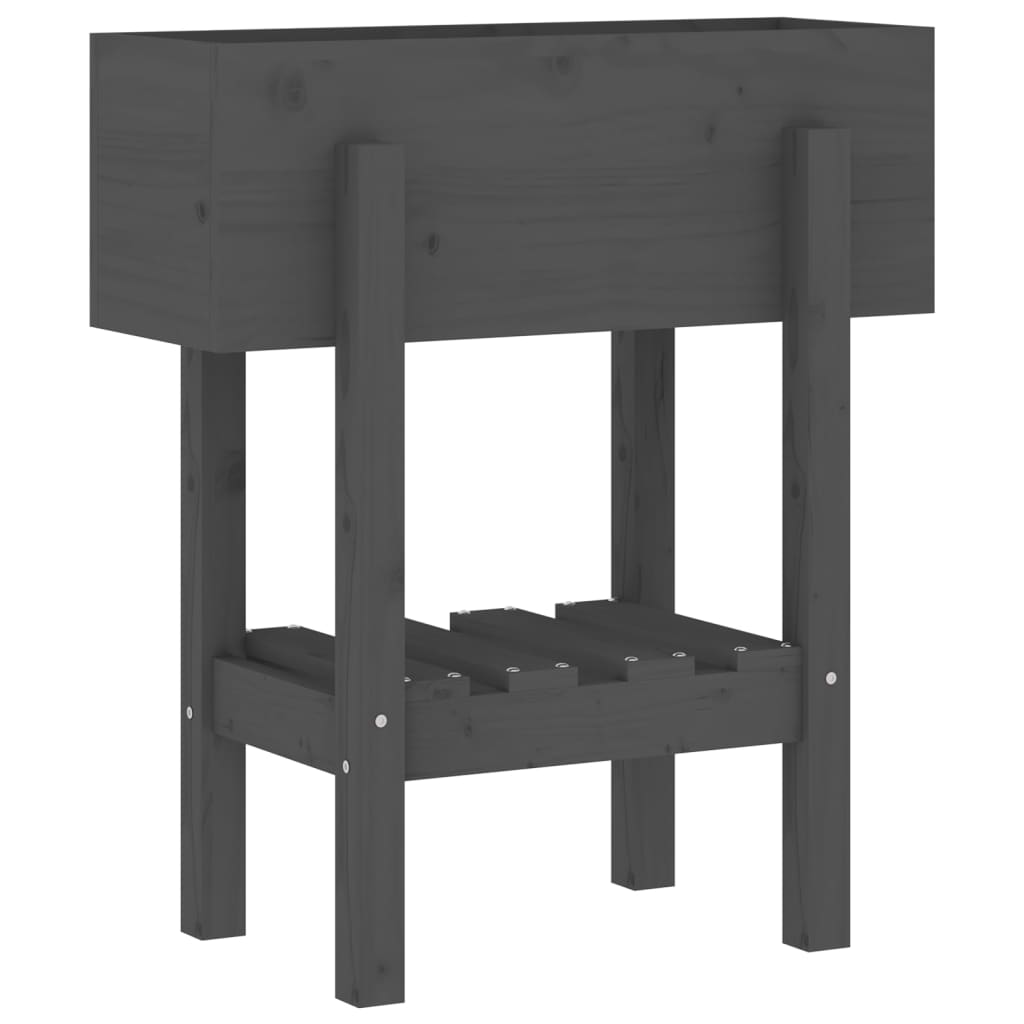 Utendørs Blomsterkasse Plantekasse Tre Grå 62x30x69 cm heltre furu