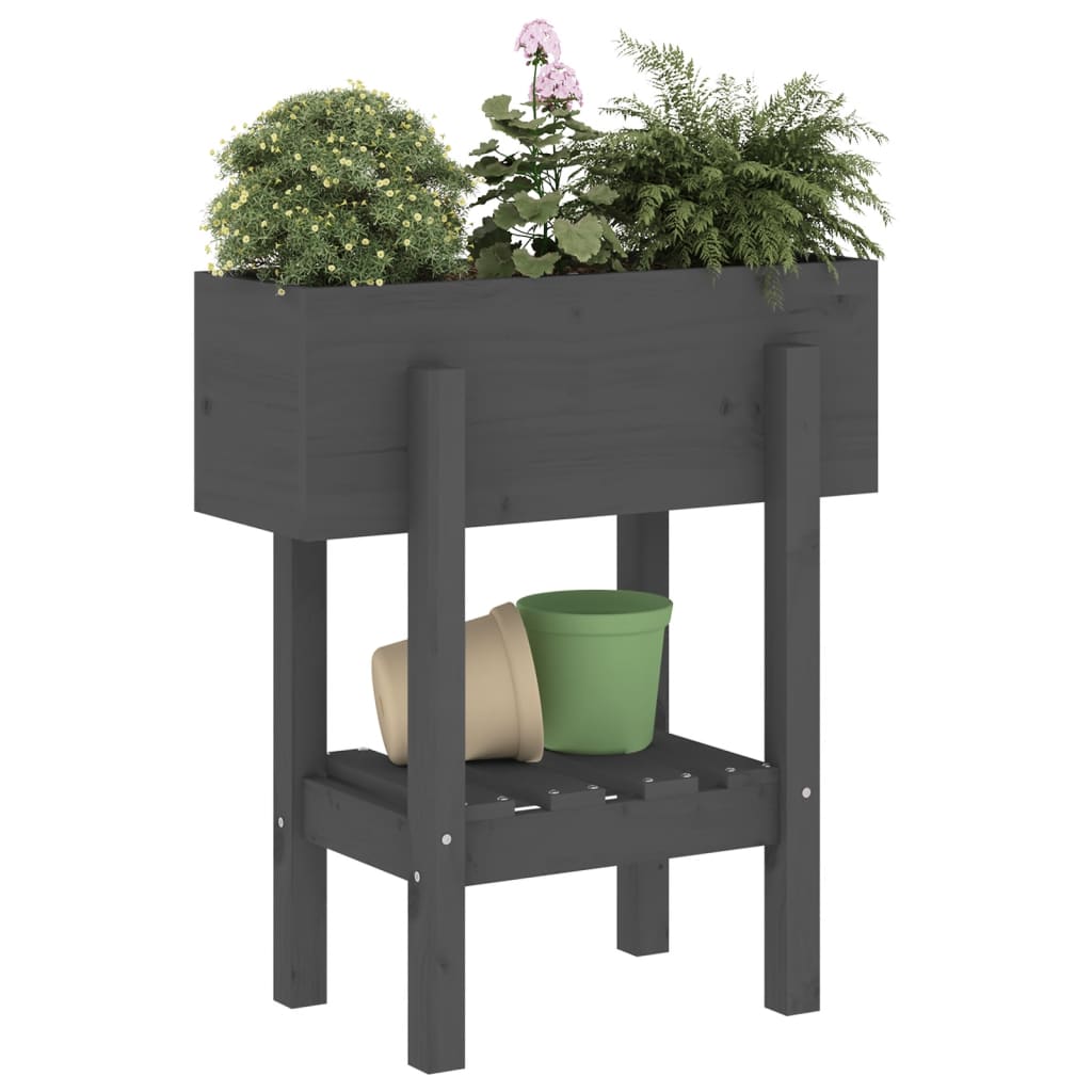Utendørs Blomsterkasse Plantekasse Tre Grå 62x30x69 cm heltre furu