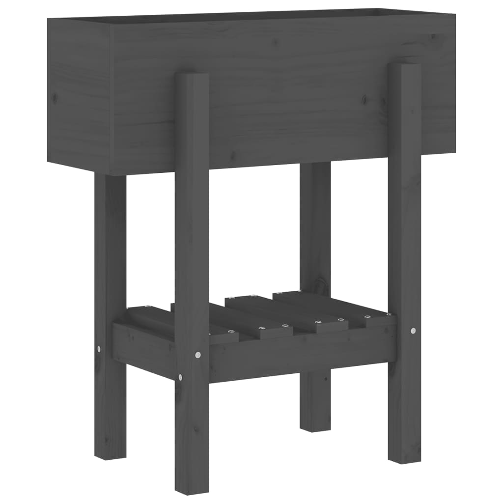 Utendørs Blomsterkasse Plantekasse Tre Grå 62x30x69 cm heltre furu