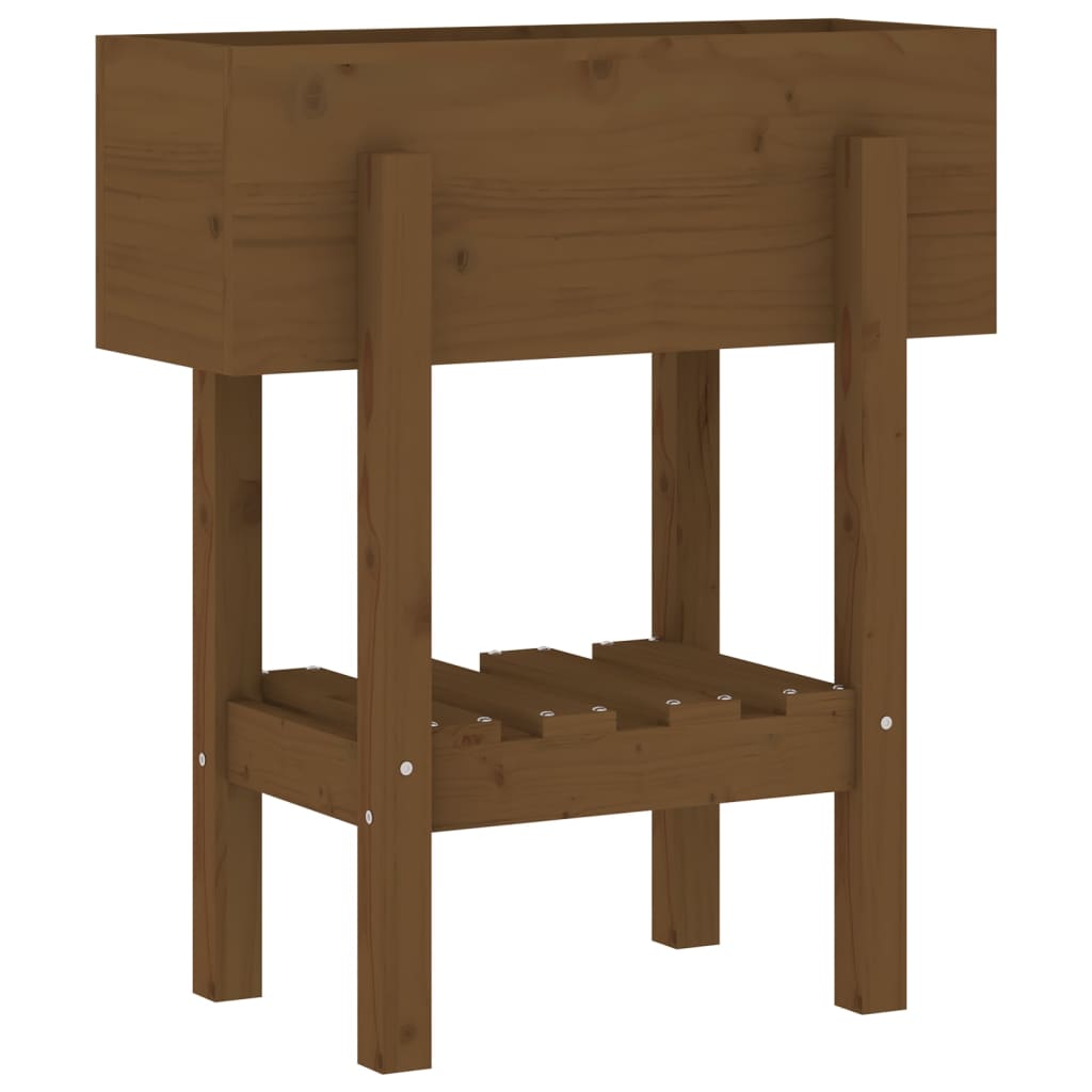 Utendørs Blomsterkasse Plantekasse Tre Honningbrun 62x30x69 cm heltre furu