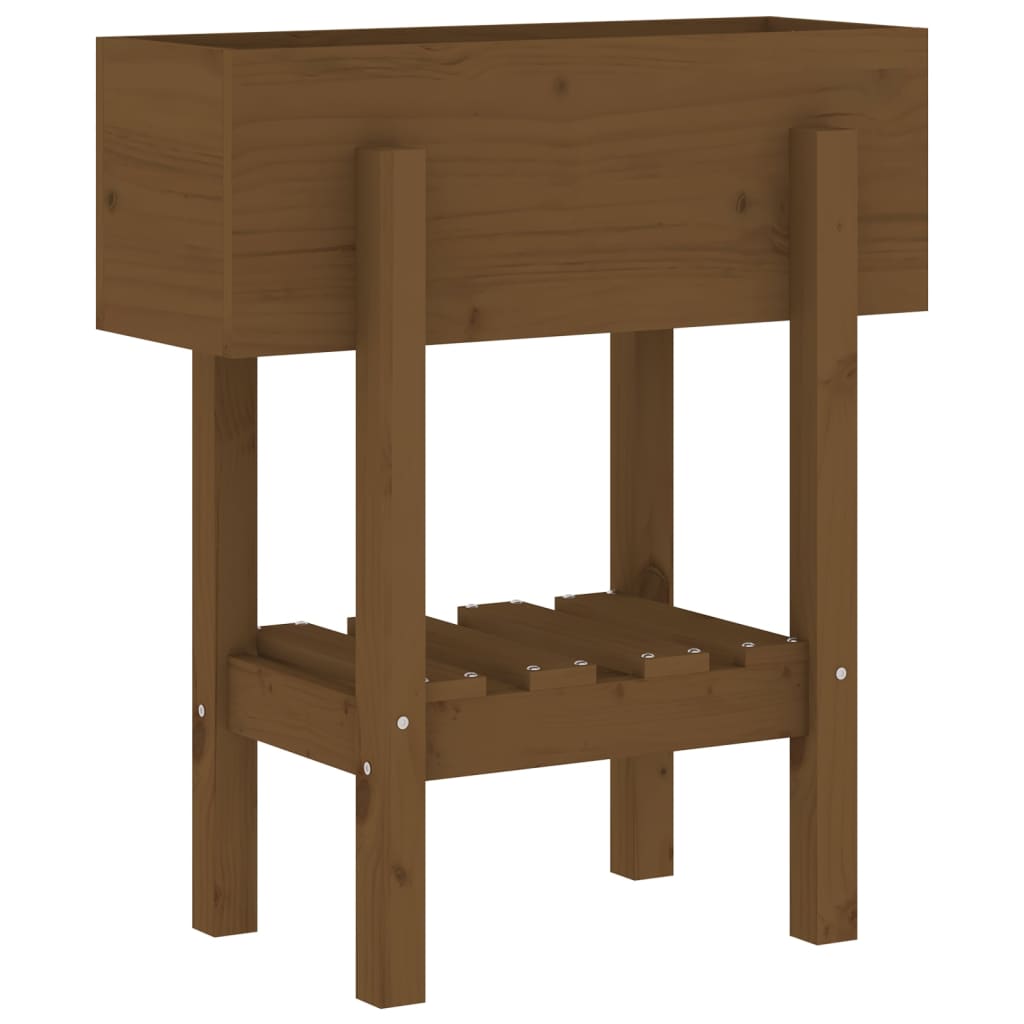 Utendørs Blomsterkasse Plantekasse Tre Honningbrun 62x30x69 cm heltre furu