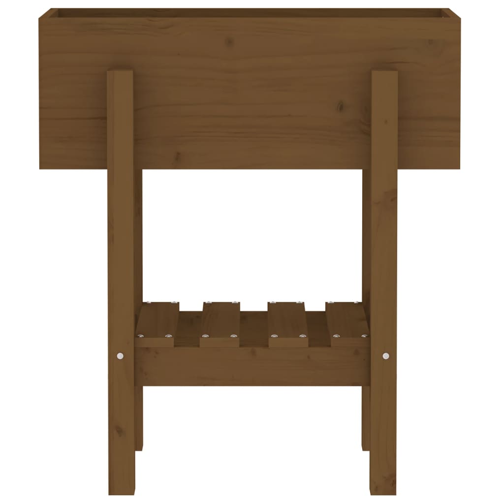 Utendørs Blomsterkasse Plantekasse Tre Honningbrun 62x30x69 cm heltre furu