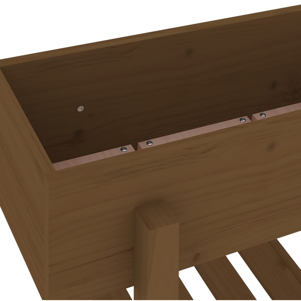Utendørs Blomsterkasse Plantekasse Tre Honningbrun 62x30x69 cm heltre furu