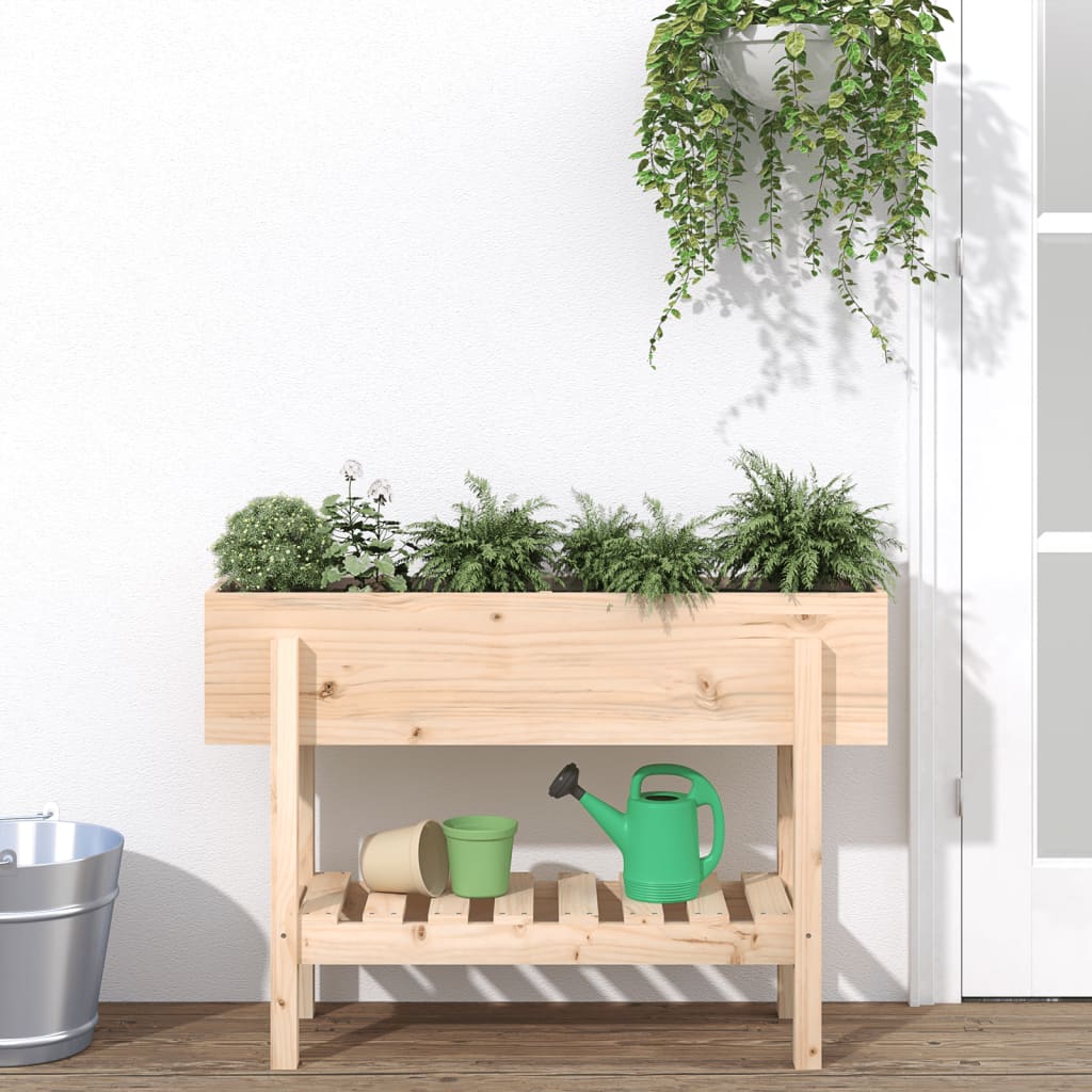 Utendørs Blomsterkasse Plantekasse Tre for hage 101x30x69 cm heltre furu