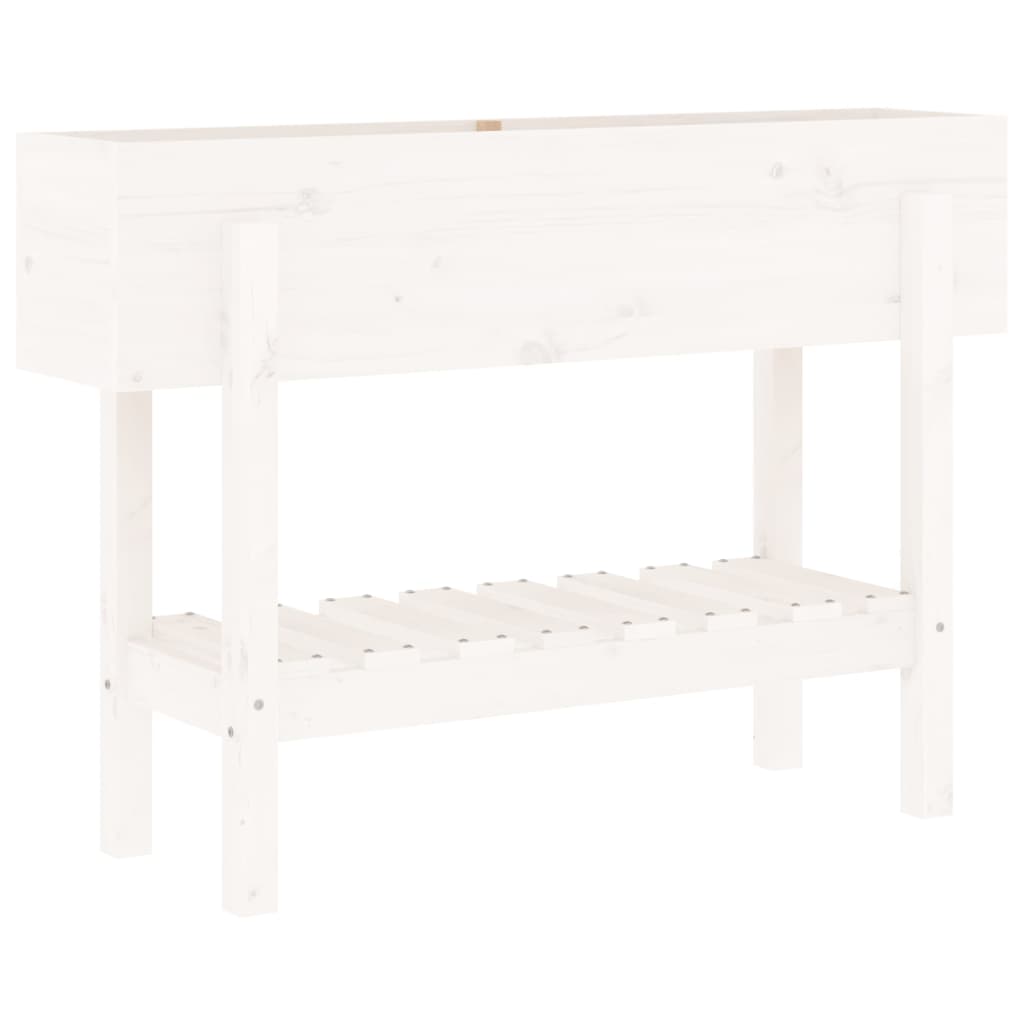 Utendørs Blomsterkasse Plantekasse Tre for hage hvit 101x30x69 cm heltre furu