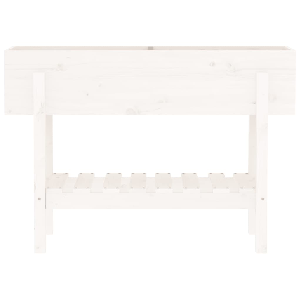 Utendørs Blomsterkasse Plantekasse Tre for hage hvit 101x30x69 cm heltre furu