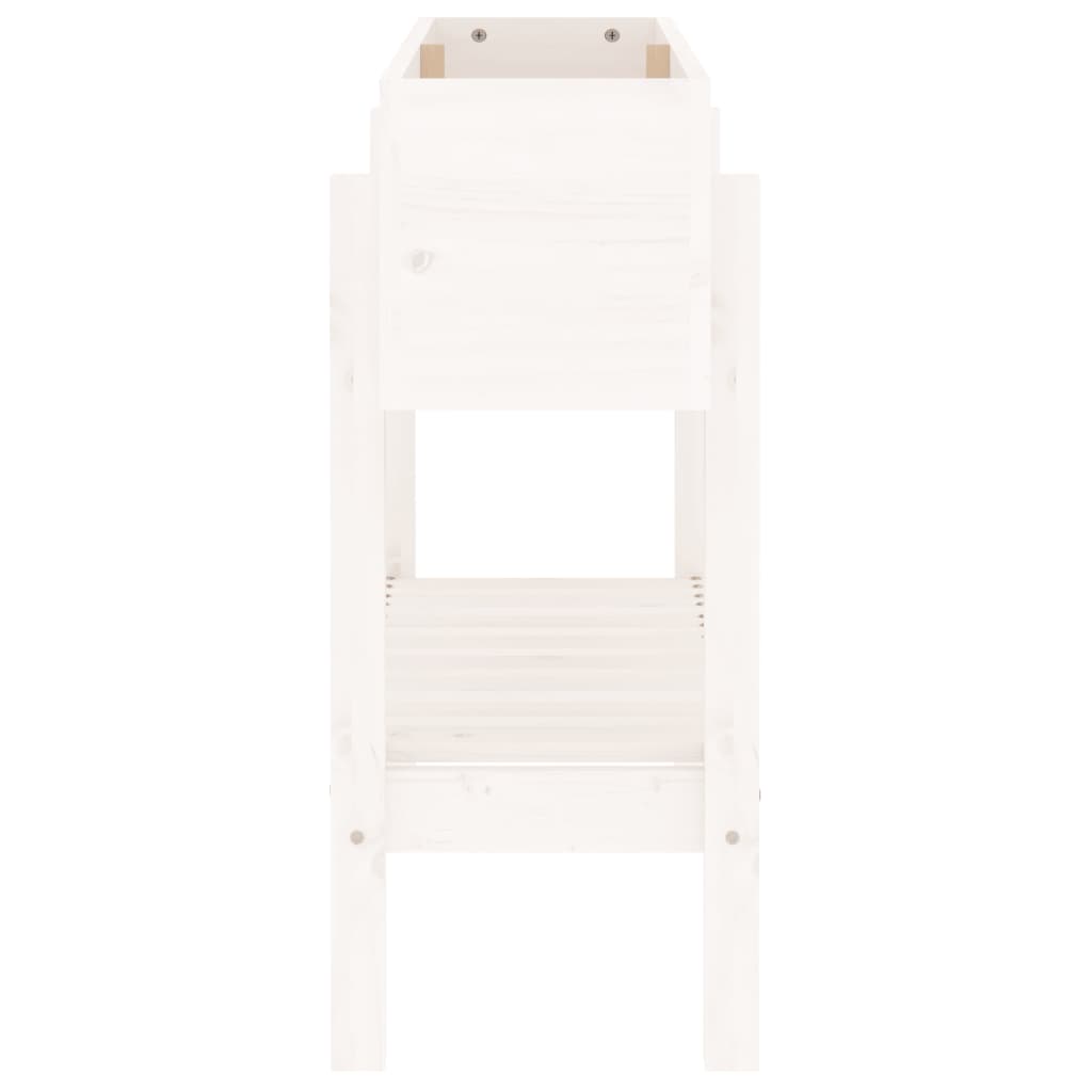 Utendørs Blomsterkasse Plantekasse Tre for hage hvit 101x30x69 cm heltre furu