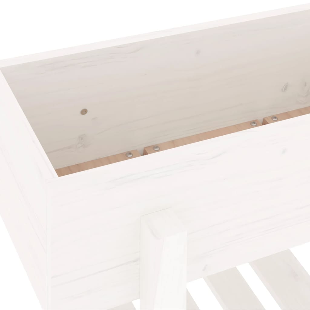 Utendørs Blomsterkasse Plantekasse Tre for hage hvit 101x30x69 cm heltre furu
