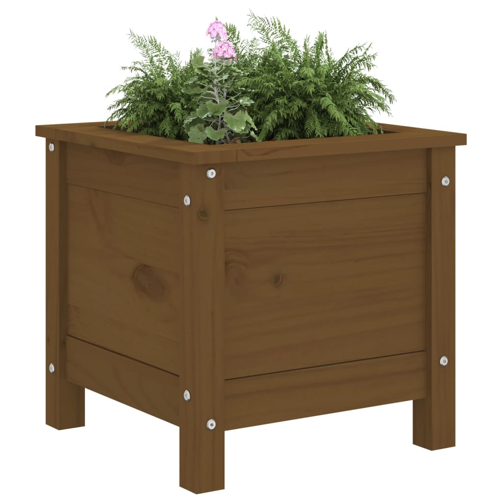 Utendørs Blomsterkasse Plantekasse Tre Honningbrun 40x40x39 cm heltre furu