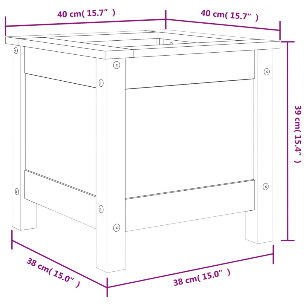 Utendørs Blomsterkasse Plantekasse Tre Honningbrun 40x40x39 cm heltre furu