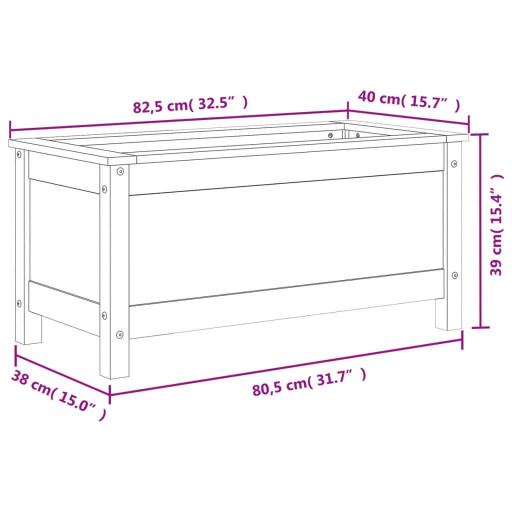 Utendørs Blomsterkasse Plantekasse Tre 82,5x40x39 cm heltre furu
