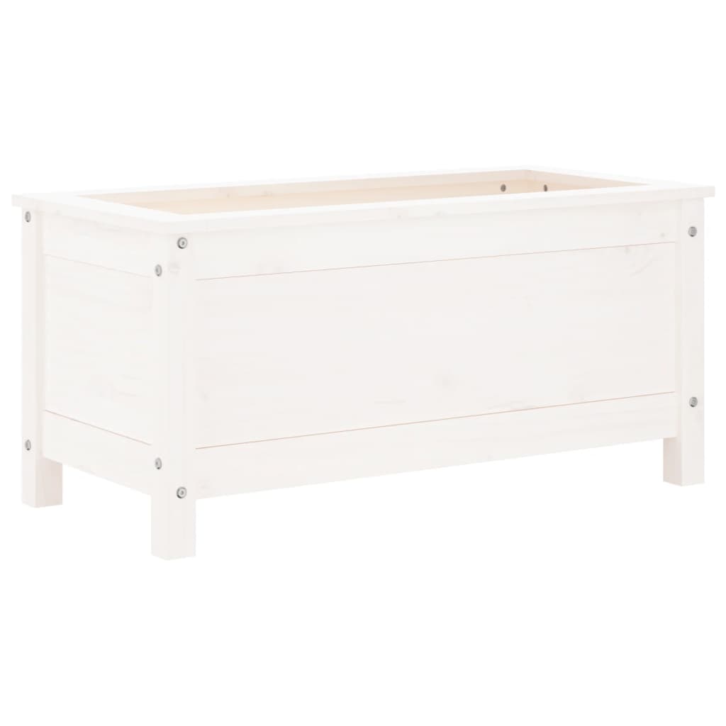 Utendørs Blomsterkasse Plantekasse Tre Hvit 82,5x40x39 cm heltre furu