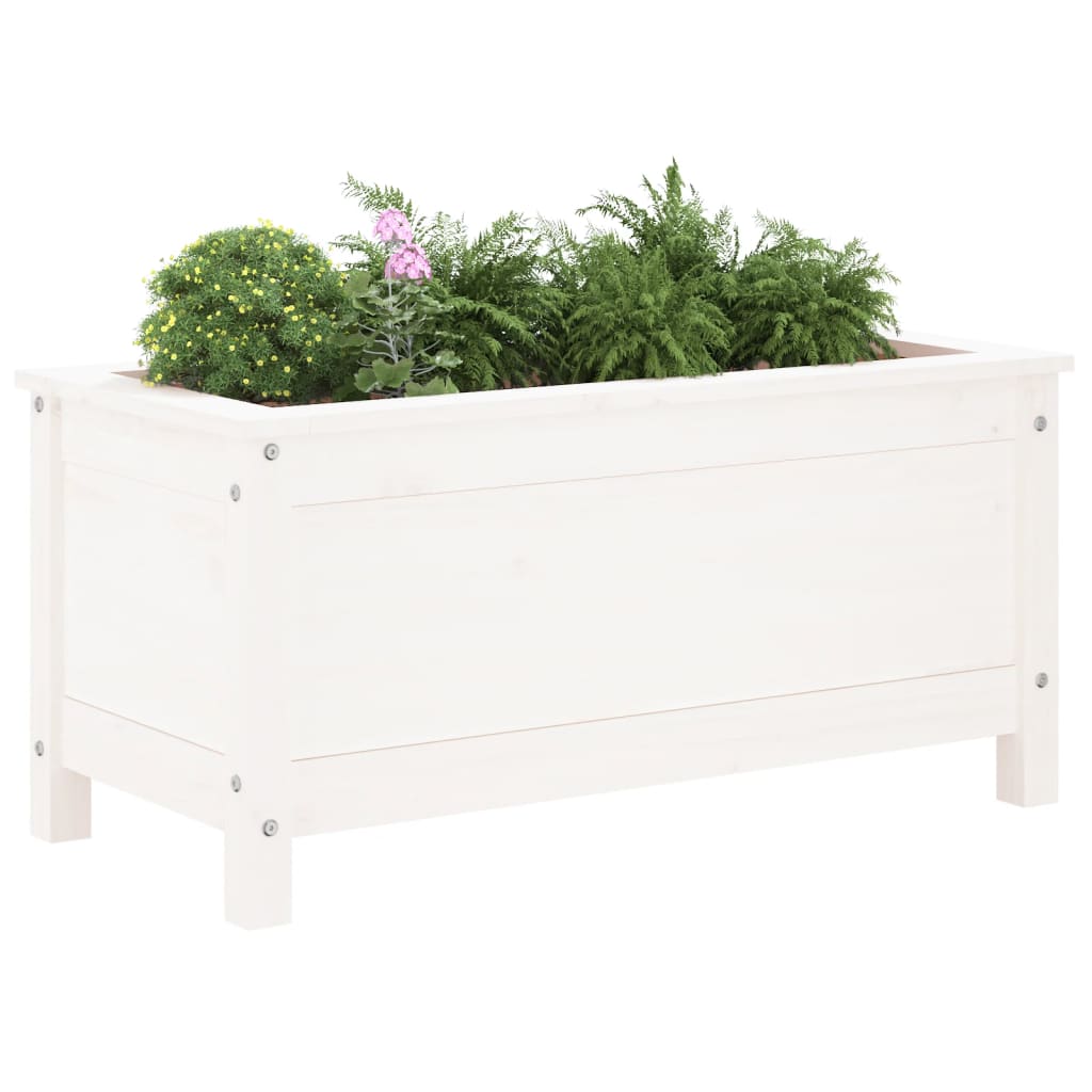 Utendørs Blomsterkasse Plantekasse Tre Hvit 82,5x40x39 cm heltre furu