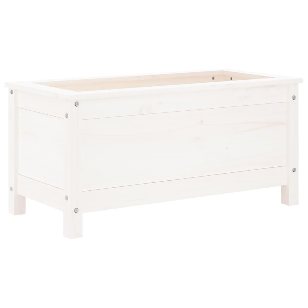 Utendørs Blomsterkasse Plantekasse Tre Hvit 82,5x40x39 cm heltre furu