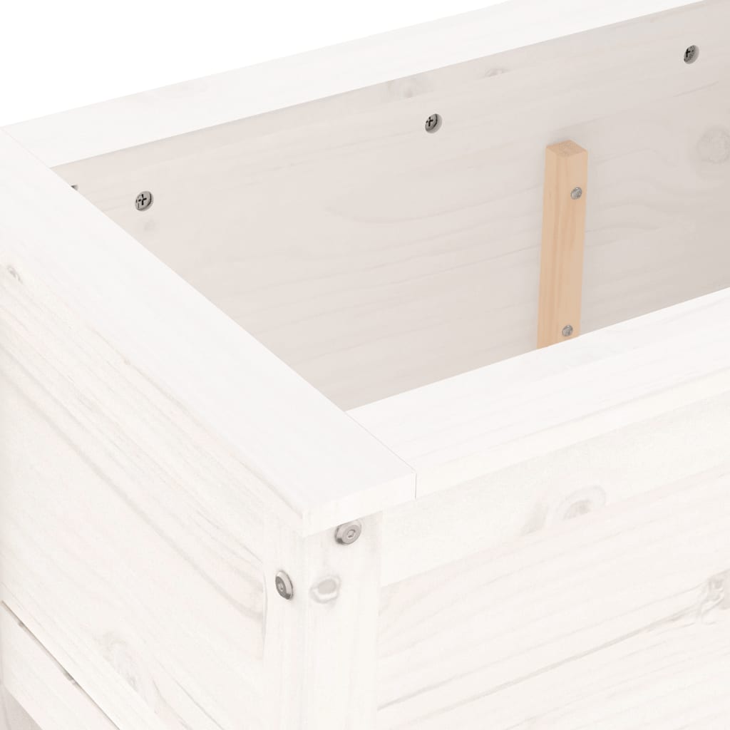Utendørs Blomsterkasse Plantekasse Tre Hvit 82,5x40x39 cm heltre furu