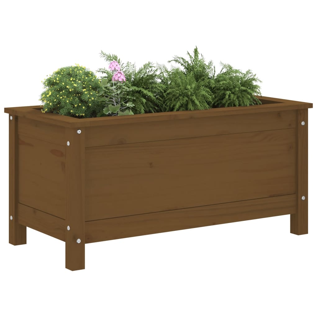 Utendørs Blomsterkasse Plantekasse Tre Honningbrun 82,5x40x39 cm heltre furu