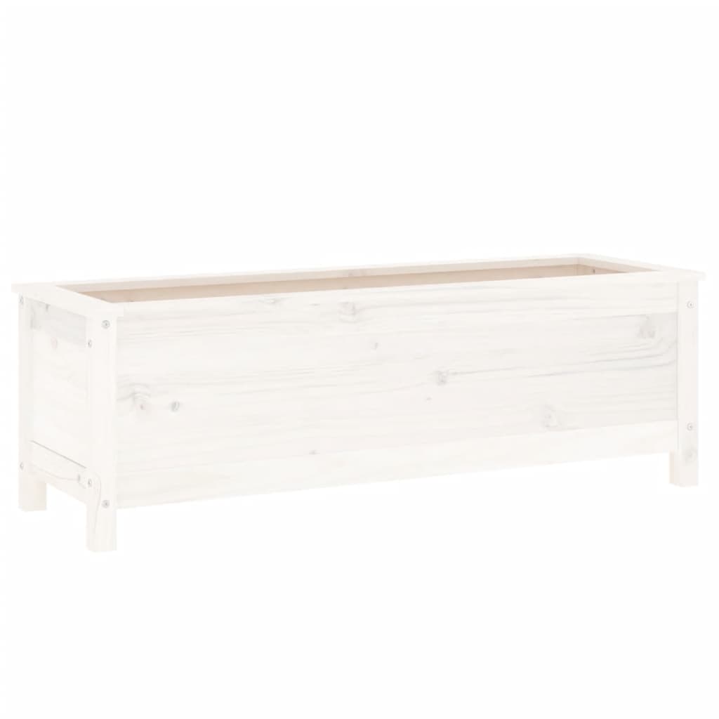 Utendørs Blomsterkasse Plantekasse Tre for hage Hvit 119,5x40x39 cm heltre furu