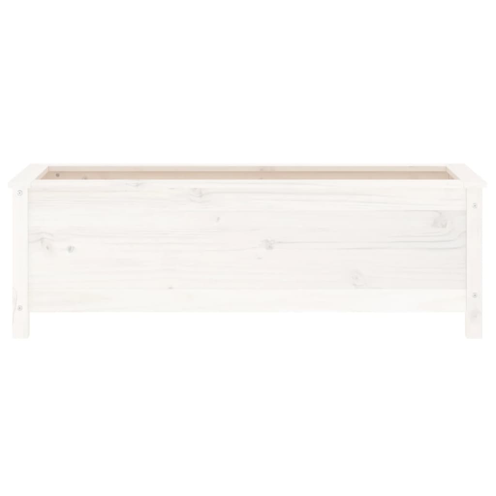 Utendørs Blomsterkasse Plantekasse Tre for hage Hvit 119,5x40x39 cm heltre furu