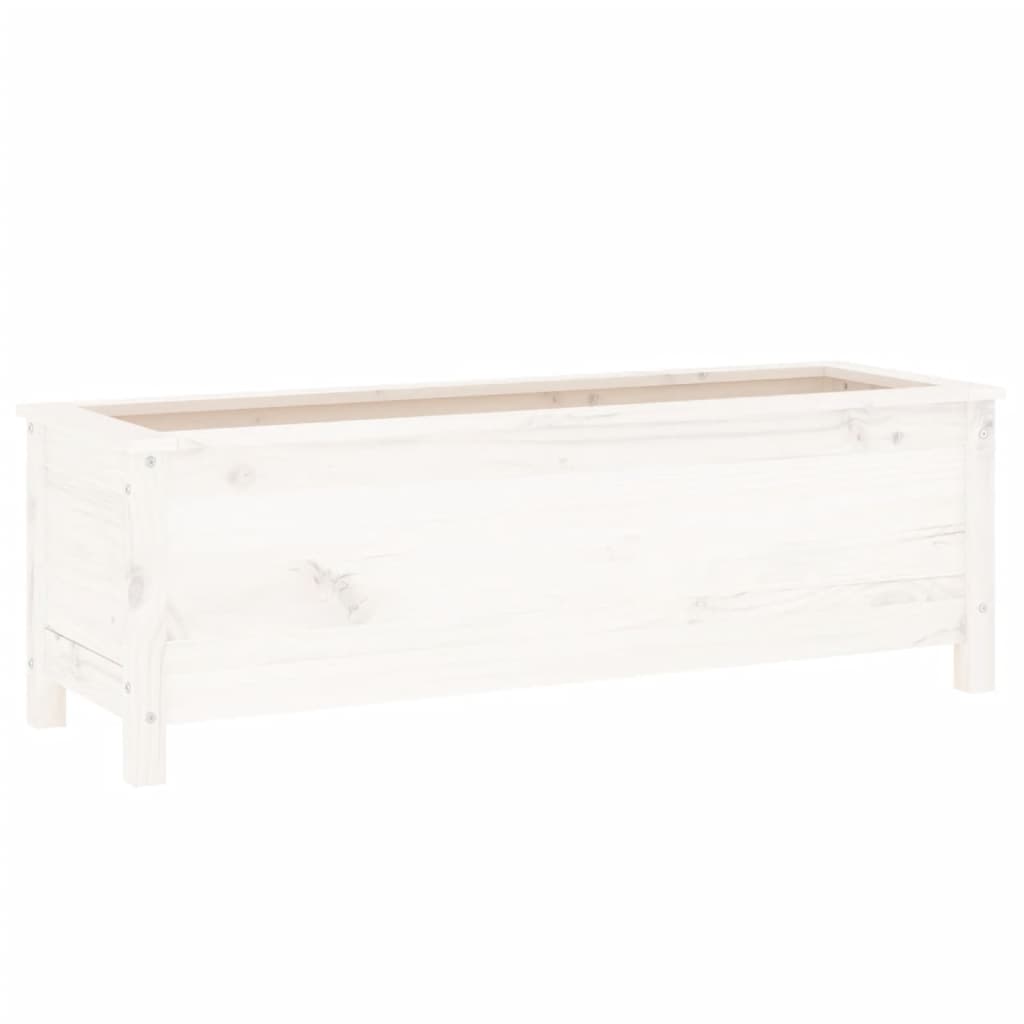 Utendørs Blomsterkasse Plantekasse Tre for hage Hvit 119,5x40x39 cm heltre furu