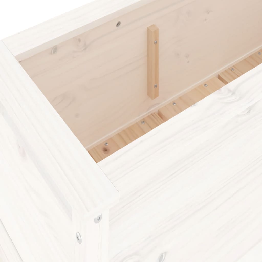 Utendørs Blomsterkasse Plantekasse Tre for hage Hvit 119,5x40x39 cm heltre furu