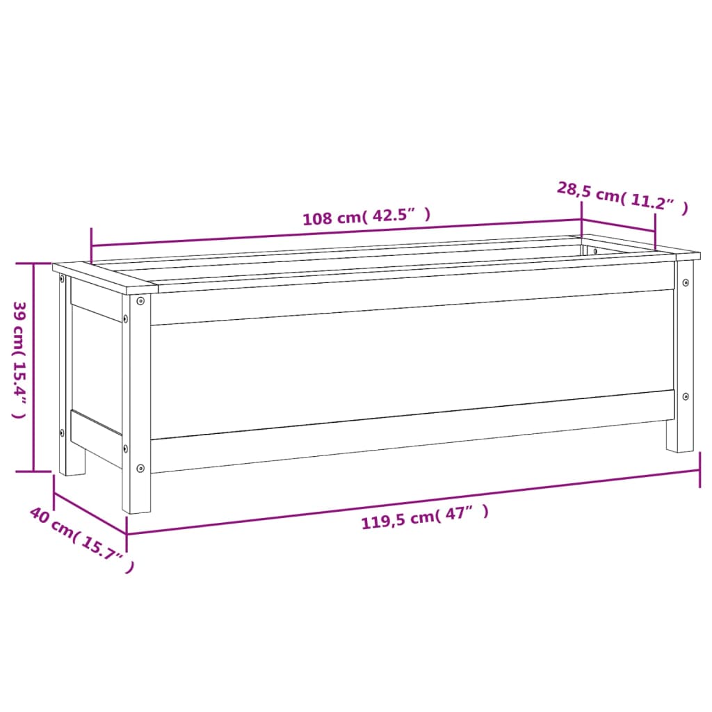 Utendørs Blomsterkasse Plantekasse Tre 119,5x40x39 cm heltre douglasgran