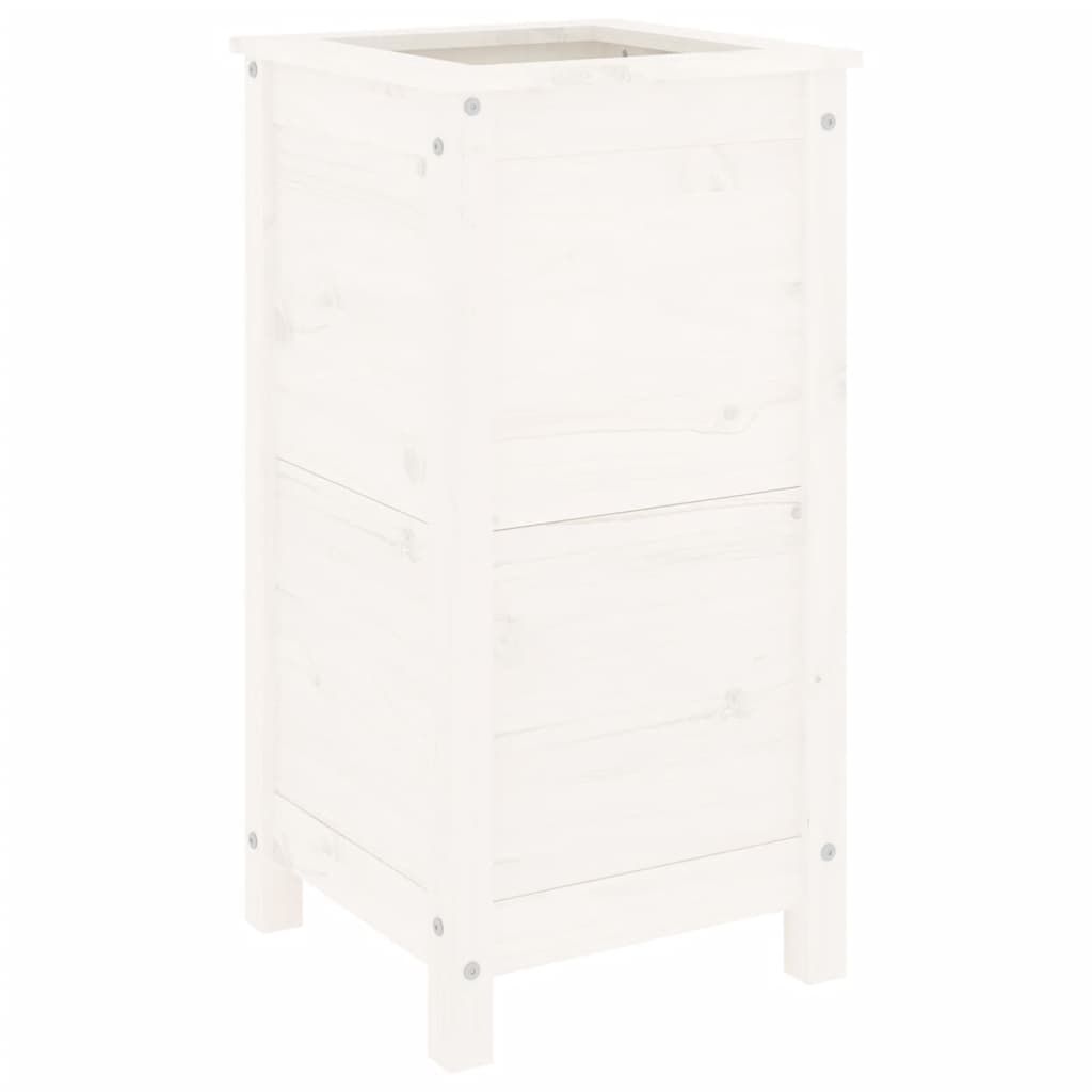 Utendørs Blomsterkasse Plantekasse Tre Hvit 40x40x78 cm heltre furu