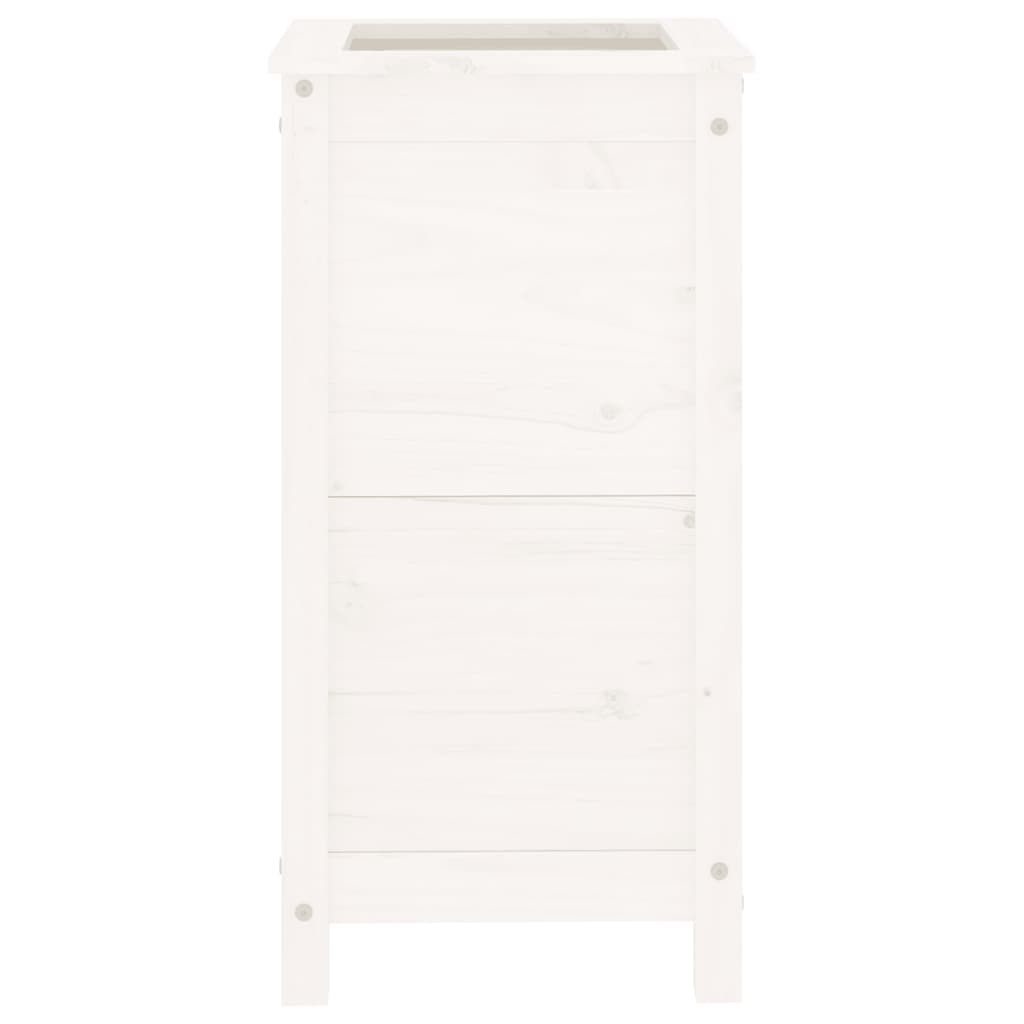 Utendørs Blomsterkasse Plantekasse Tre Hvit 40x40x78 cm heltre furu