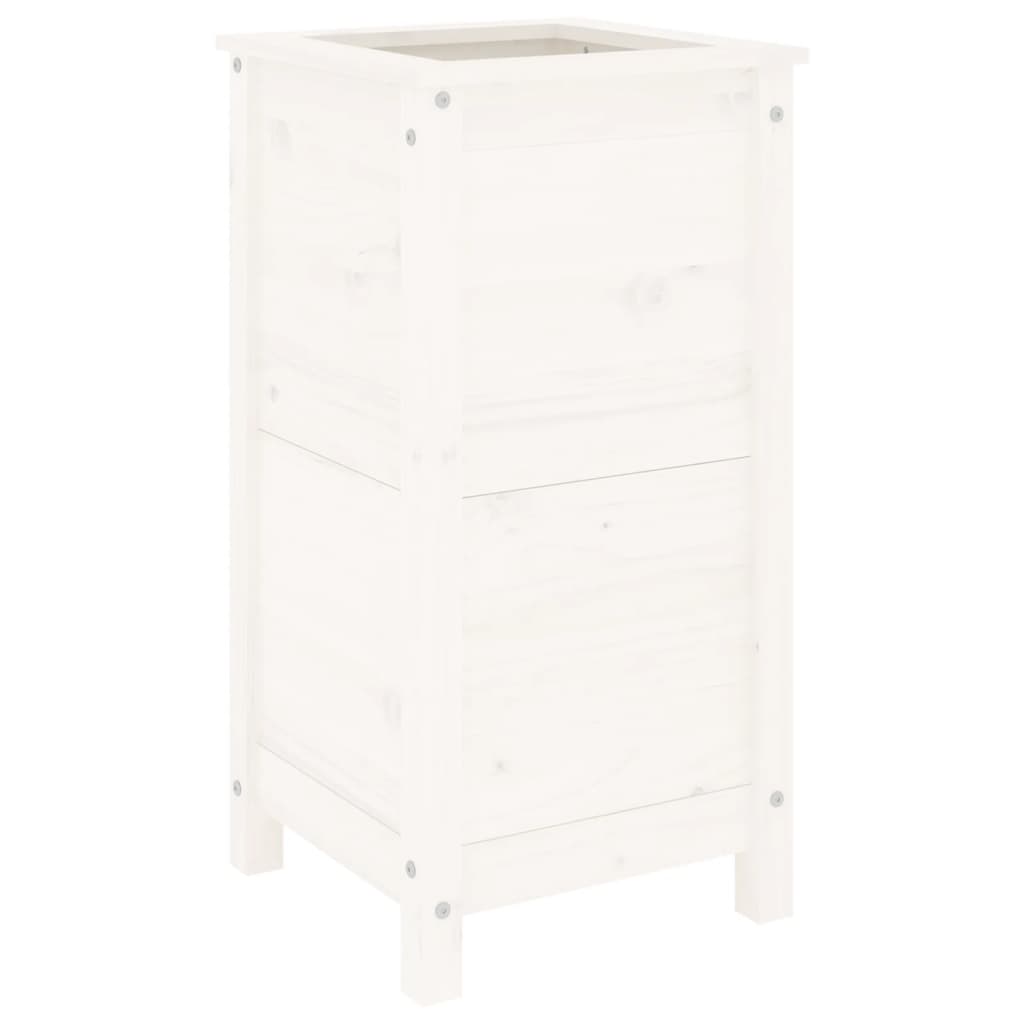 Utendørs Blomsterkasse Plantekasse Tre Hvit 40x40x78 cm heltre furu
