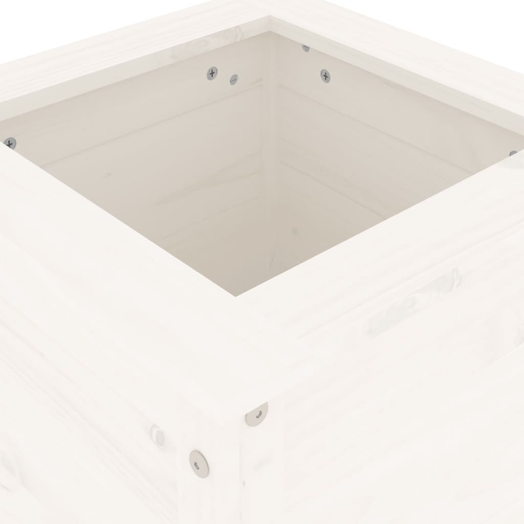 Utendørs Blomsterkasse Plantekasse Tre Hvit 40x40x78 cm heltre furu