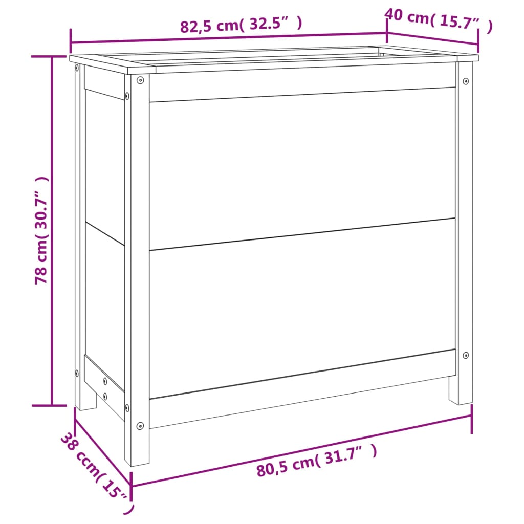Utendørs Blomsterkasse Plantekasse Tre 82,5x40x78 cm heltre furu