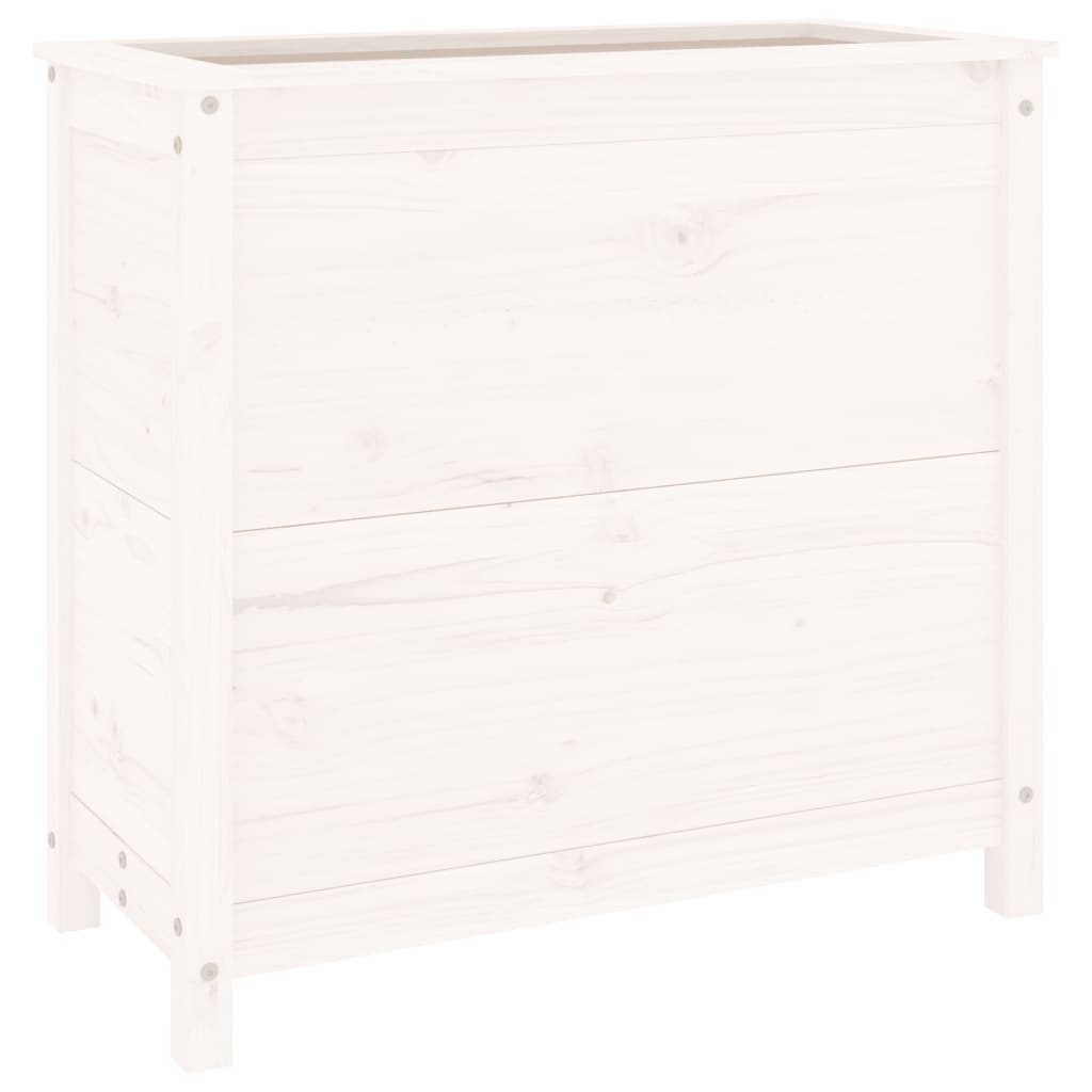 Utendørs Blomsterkasse Plantekasse Tre Hvit 82,5x40x78 cm heltre furu