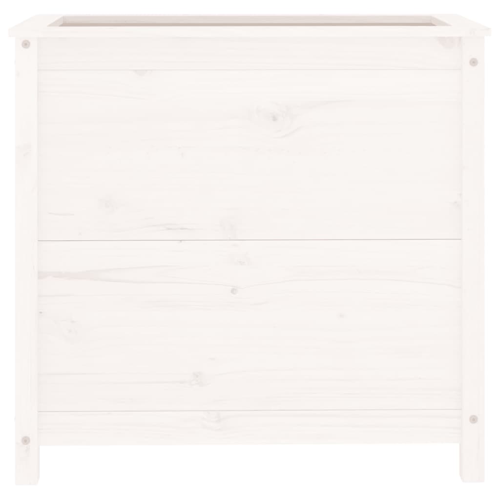 Utendørs Blomsterkasse Plantekasse Tre Hvit 82,5x40x78 cm heltre furu